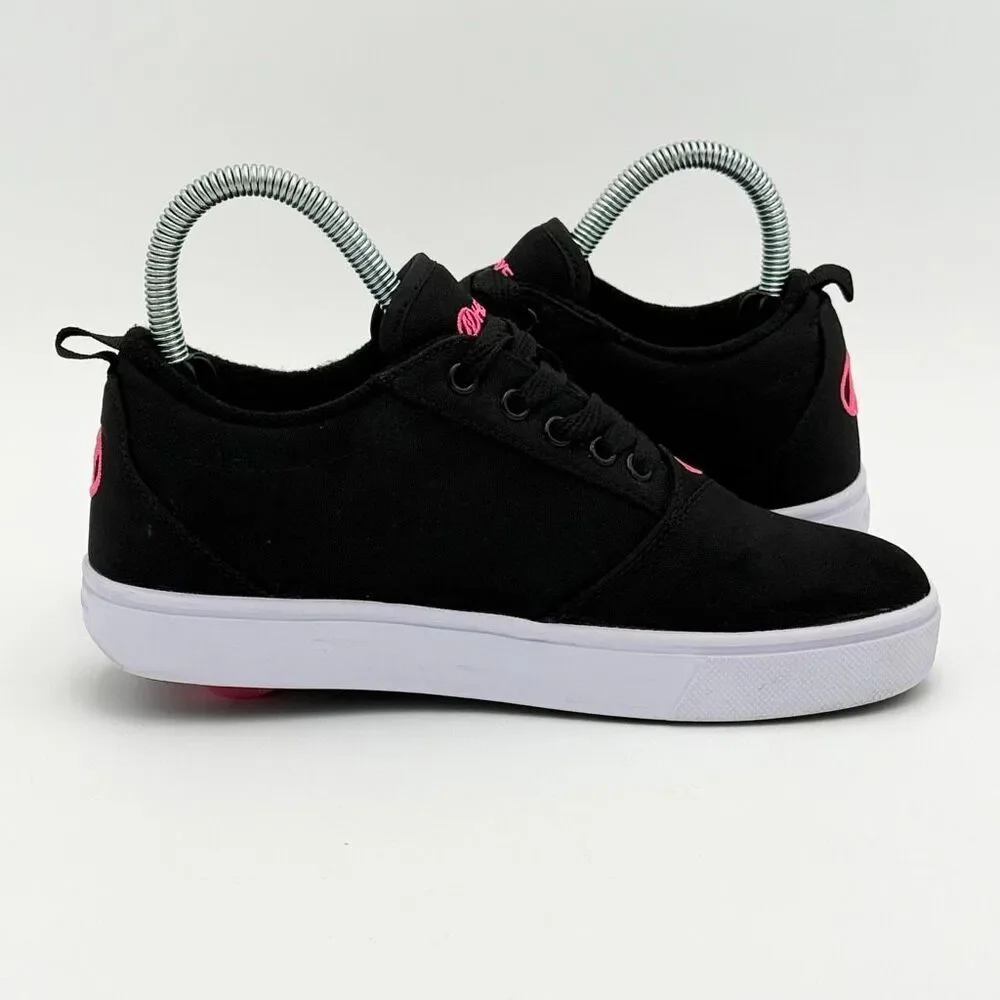 Heelys Pro 20 LG Roller Skate Shoes Pink Black Canvas Lace Up - US Kids 6Y / EU